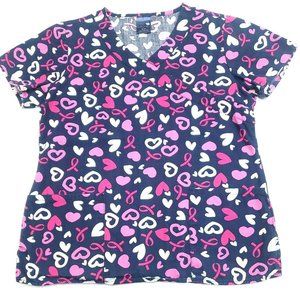 Zoe & Chloe Small Navy Blue W/ Pink Hearts And Ribbons